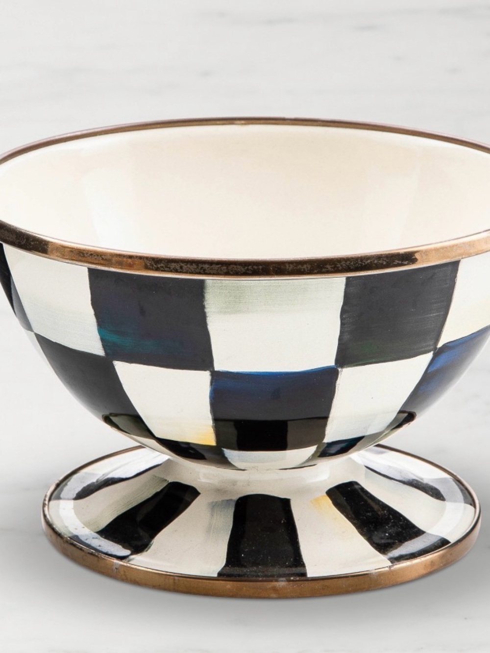 MacKenzie-Childs Set 2 Courtly Check Ice Cream Ceramic Serving Bowls